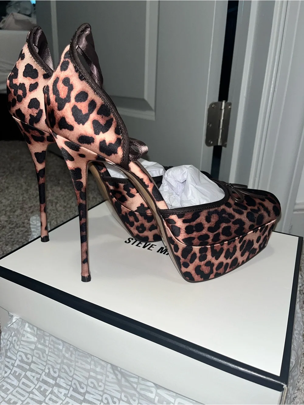 Steve Madden Leopard Print Platform Stiletto Pumps - Pink/Black